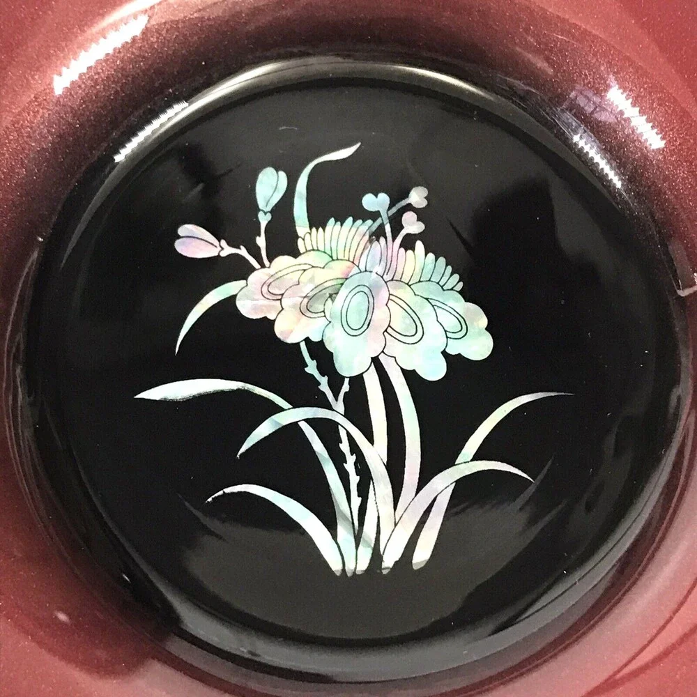 Set of 6 COASTERS Mother of Pearl Lacquer Ware FREESIA FLOWERS Shin Do Boxed NEW